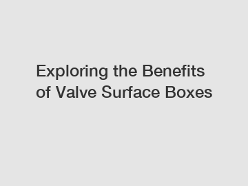 Exploring the Benefits of Valve Surface Boxes