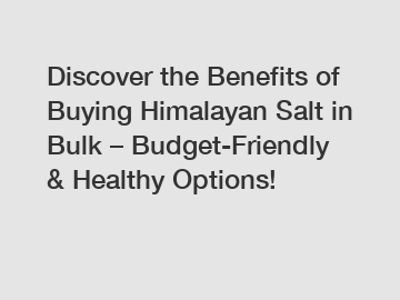 Discover the Benefits of Buying Himalayan Salt in Bulk &ndash; Budget-Friendly & Healthy Options!
