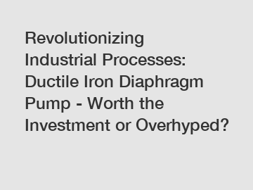 Revolutionizing Industrial Processes: Ductile Iron Diaphragm Pump - Worth the Investment or Overhyped?