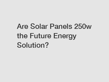 Are Solar Panels 250w the Future Energy Solution?