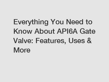 Everything You Need to Know About API6A Gate Valve: Features, Uses & More