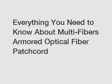 Everything You Need to Know About Multi-Fibers Armored Optical Fiber Patchcord