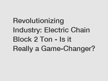 Revolutionizing Industry: Electric Chain Block 2 Ton - Is it Really a Game-Changer?