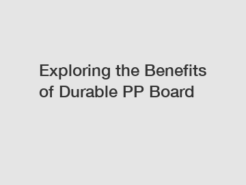 Exploring the Benefits of Durable PP Board