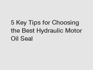 5 Key Tips for Choosing the Best Hydraulic Motor Oil Seal
