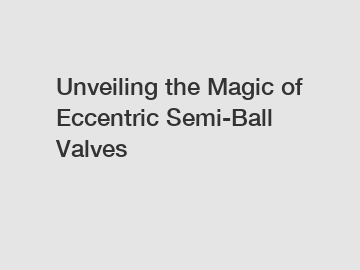 Unveiling the Magic of Eccentric Semi-Ball Valves