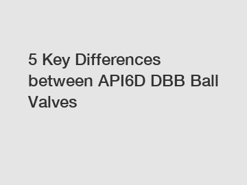 5 Key Differences between API6D DBB Ball Valves