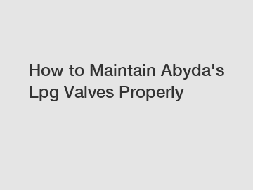 How to Maintain Abyda's Lpg Valves Properly