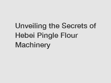 Unveiling the Secrets of Hebei Pingle Flour Machinery