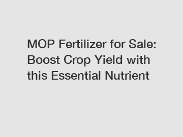 MOP Fertilizer for Sale: Boost Crop Yield with this Essential Nutrient