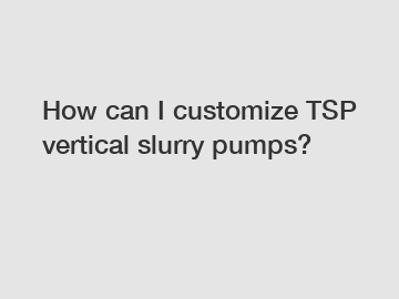 How can I customize TSP vertical slurry pumps?