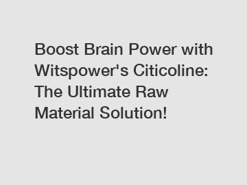 Boost Brain Power with Witspower's Citicoline: The Ultimate Raw Material Solution!
