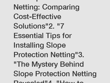 Slope Protection Netting: Comparing Cost-Effective Solutions