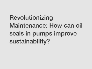 Revolutionizing Maintenance: How can oil seals in pumps improve sustainability?