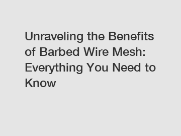 Unraveling the Benefits of Barbed Wire Mesh: Everything You Need to Know
