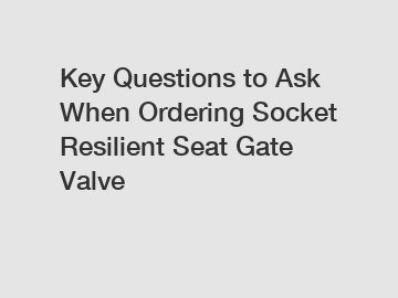 Key Questions to Ask When Ordering Socket Resilient Seat Gate Valve