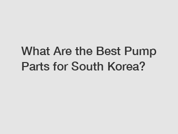 What Are the Best Pump Parts for South Korea?
