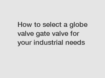 How to select a globe valve gate valve for your industrial needs
