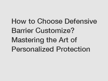 How to Choose Defensive Barrier Customize? Mastering the Art of Personalized Protection