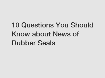 10 Questions You Should Know about News of Rubber Seals