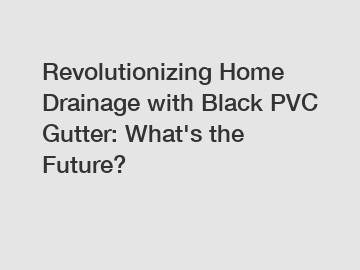Revolutionizing Home Drainage with Black PVC Gutter: What's the Future?