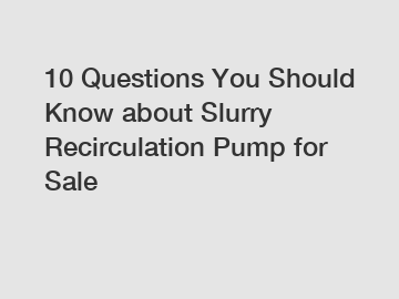 10 Questions You Should Know about Slurry Recirculation Pump for Sale