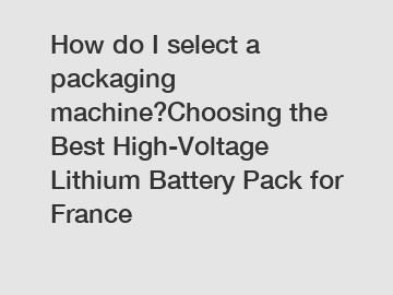 How do I select a packaging machine?Choosing the Best High-Voltage Lithium Battery Pack for France