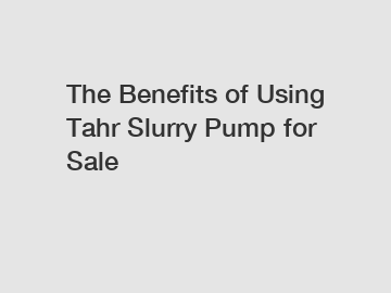 The Benefits of Using Tahr Slurry Pump for Sale