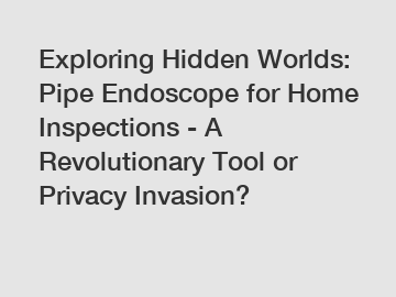Exploring Hidden Worlds: Pipe Endoscope for Home Inspections - A Revolutionary Tool or Privacy Invasion?