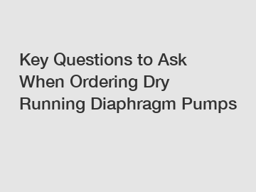 Key Questions to Ask When Ordering Dry Running Diaphragm Pumps