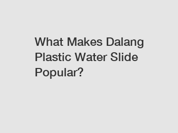 What Makes Dalang Plastic Water Slide Popular?