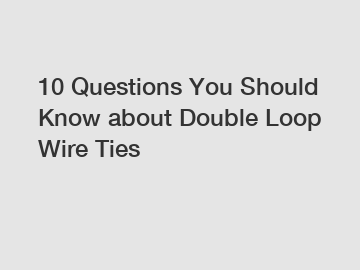 10 Questions You Should Know about Double Loop Wire Ties