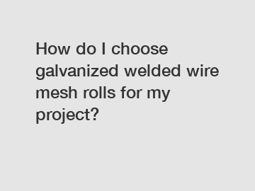 How do I choose galvanized welded wire mesh rolls for my project?