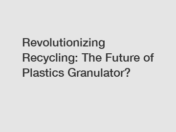 Revolutionizing Recycling: The Future of Plastics Granulator?