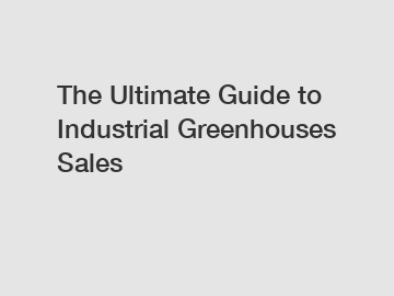 The Ultimate Guide to Industrial Greenhouses Sales