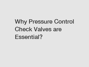 Why Pressure Control Check Valves are Essential?