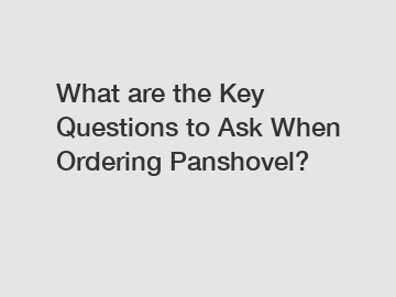 What are the Key Questions to Ask When Ordering Panshovel?