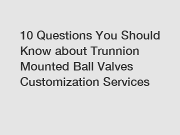 10 Questions You Should Know about Trunnion Mounted Ball Valves Customization Services