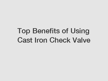 Top Benefits of Using Cast Iron Check Valve