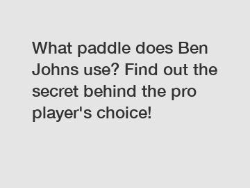What paddle does Ben Johns use? Find out the secret behind the pro player's choice!