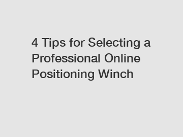 4 Tips for Selecting a Professional Online Positioning Winch