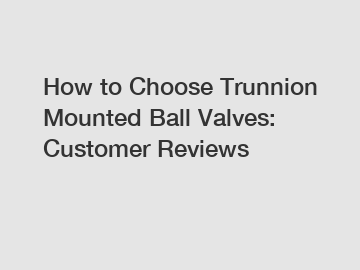 How to Choose Trunnion Mounted Ball Valves: Customer Reviews