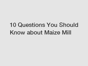 10 Questions You Should Know about Maize Mill