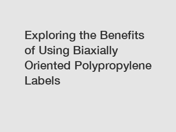 Exploring the Benefits of Using Biaxially Oriented Polypropylene Labels