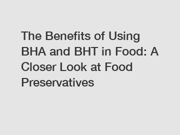 The Benefits of Using BHA and BHT in Food: A Closer Look at Food Preservatives