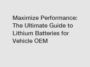 Maximize Performance: The Ultimate Guide to Lithium Batteries for Vehicle OEM