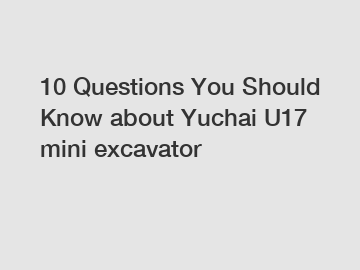 10 Questions You Should Know about Yuchai U17 mini excavator