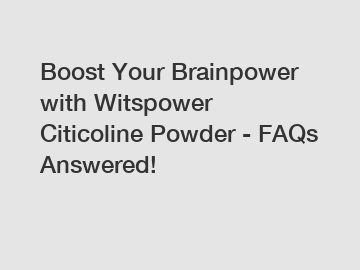 Boost Your Brainpower with Witspower Citicoline Powder - FAQs Answered!