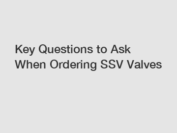 Key Questions to Ask When Ordering SSV Valves