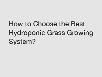 How to Choose the Best Hydroponic Grass Growing System?